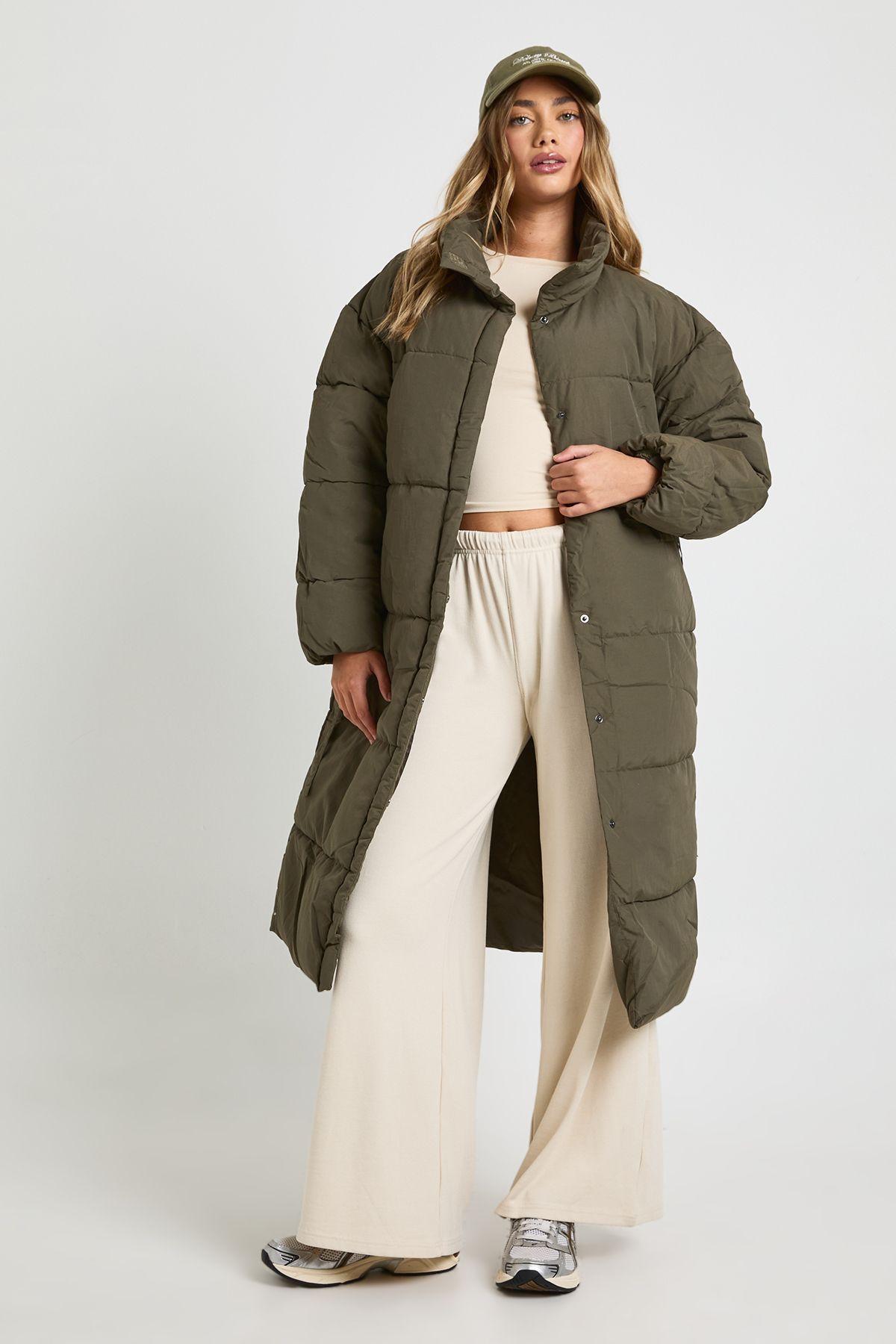 Oversized Funnel Neck Belted Longline Puffer Coat by BOOHOO