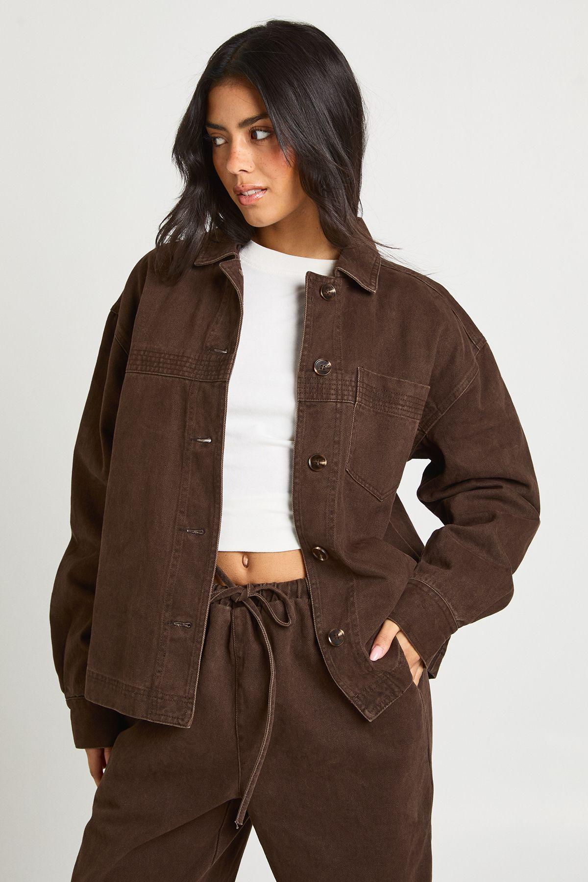 Oversized Washed Denim long Sleeve Shirt by BOOHOO