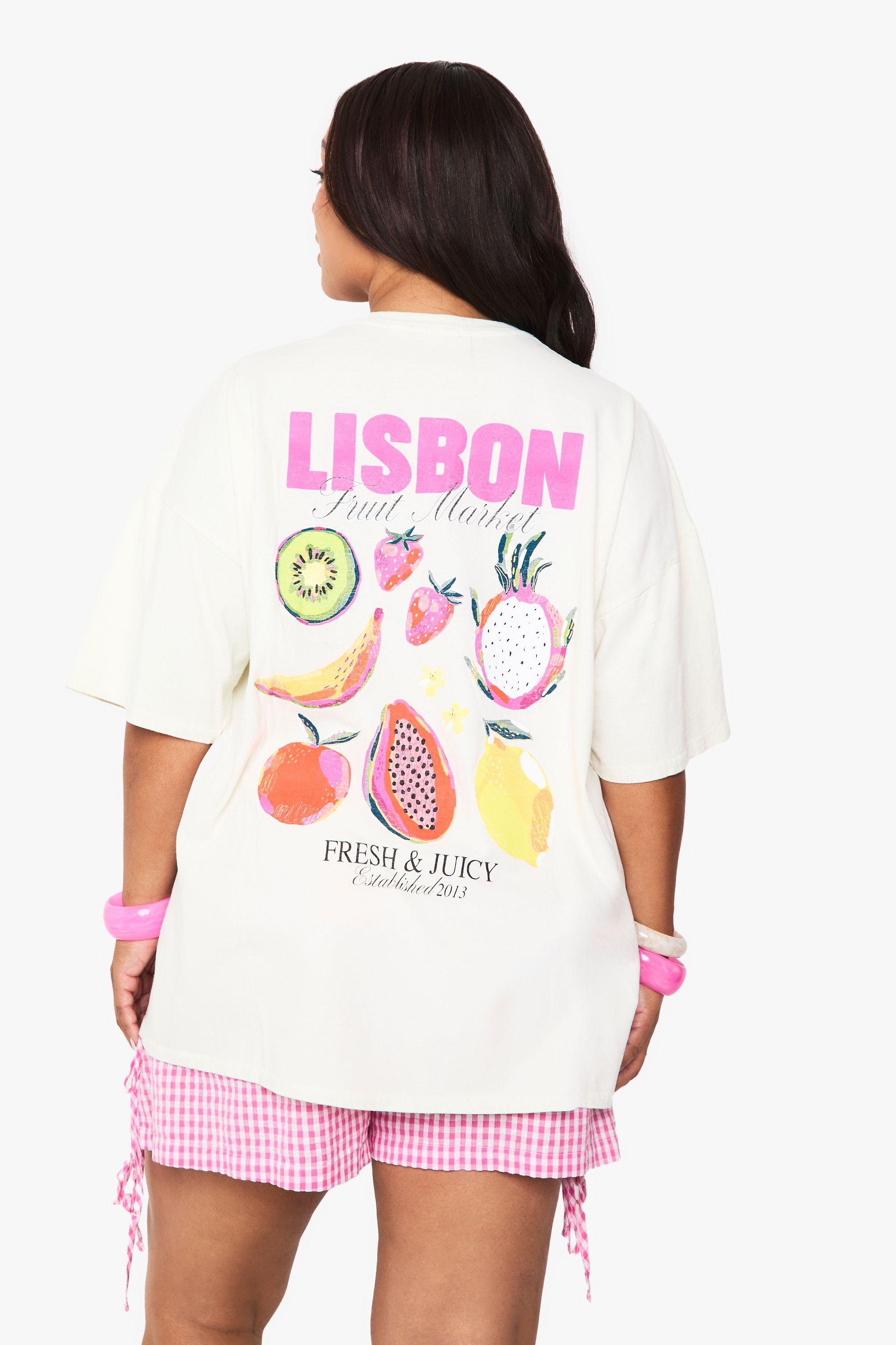 PLUS LISBON FRUIT OVERSIZED T-SHIRT by BOOHOO