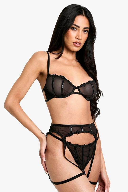 PU Binding Underwire Bra by BOOHOO