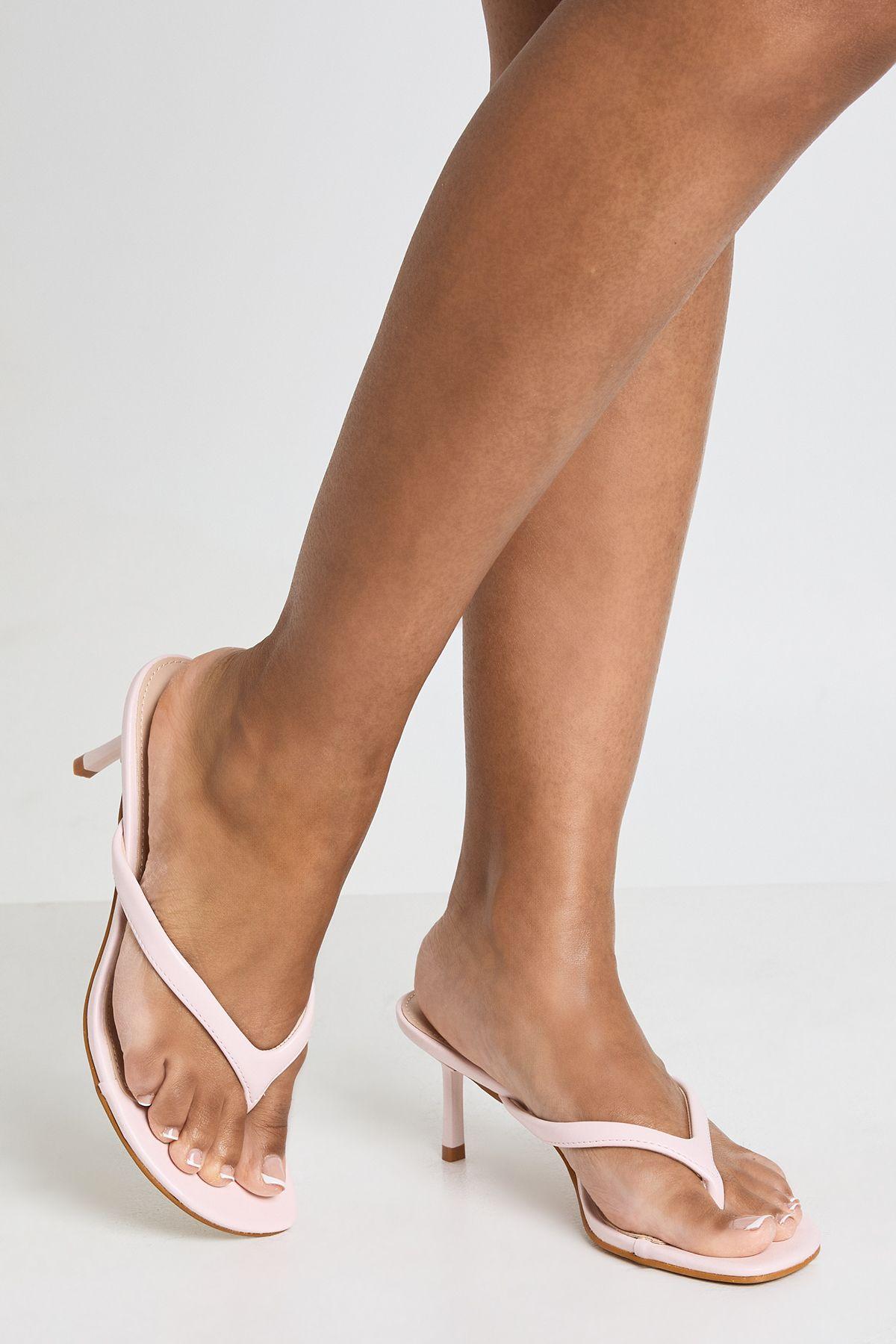 Padded Toe Post Heeled Mules by BOOHOO