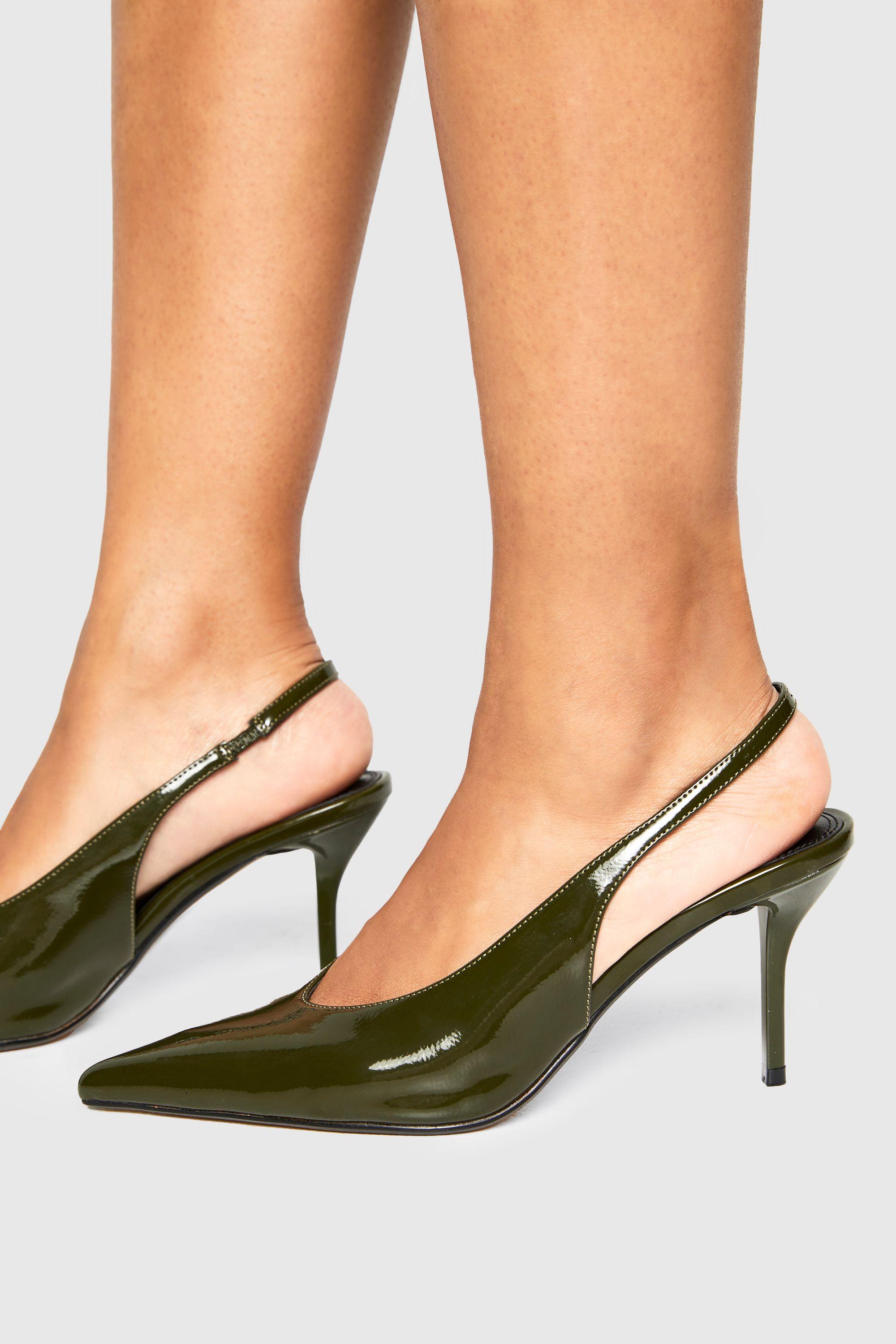 Patent Effect Slingback Court Shoes by BOOHOO
