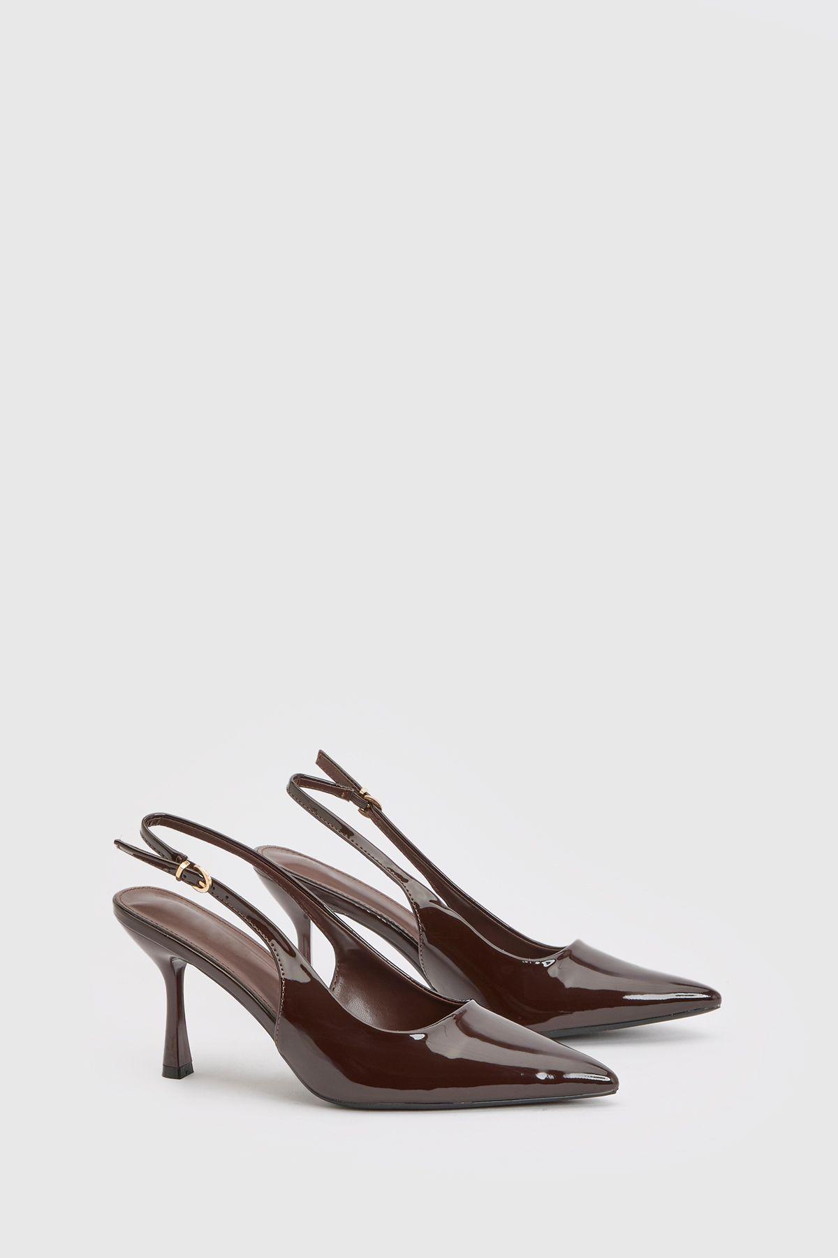 Patent Slingback Stiletto Court Heels by BOOHOO