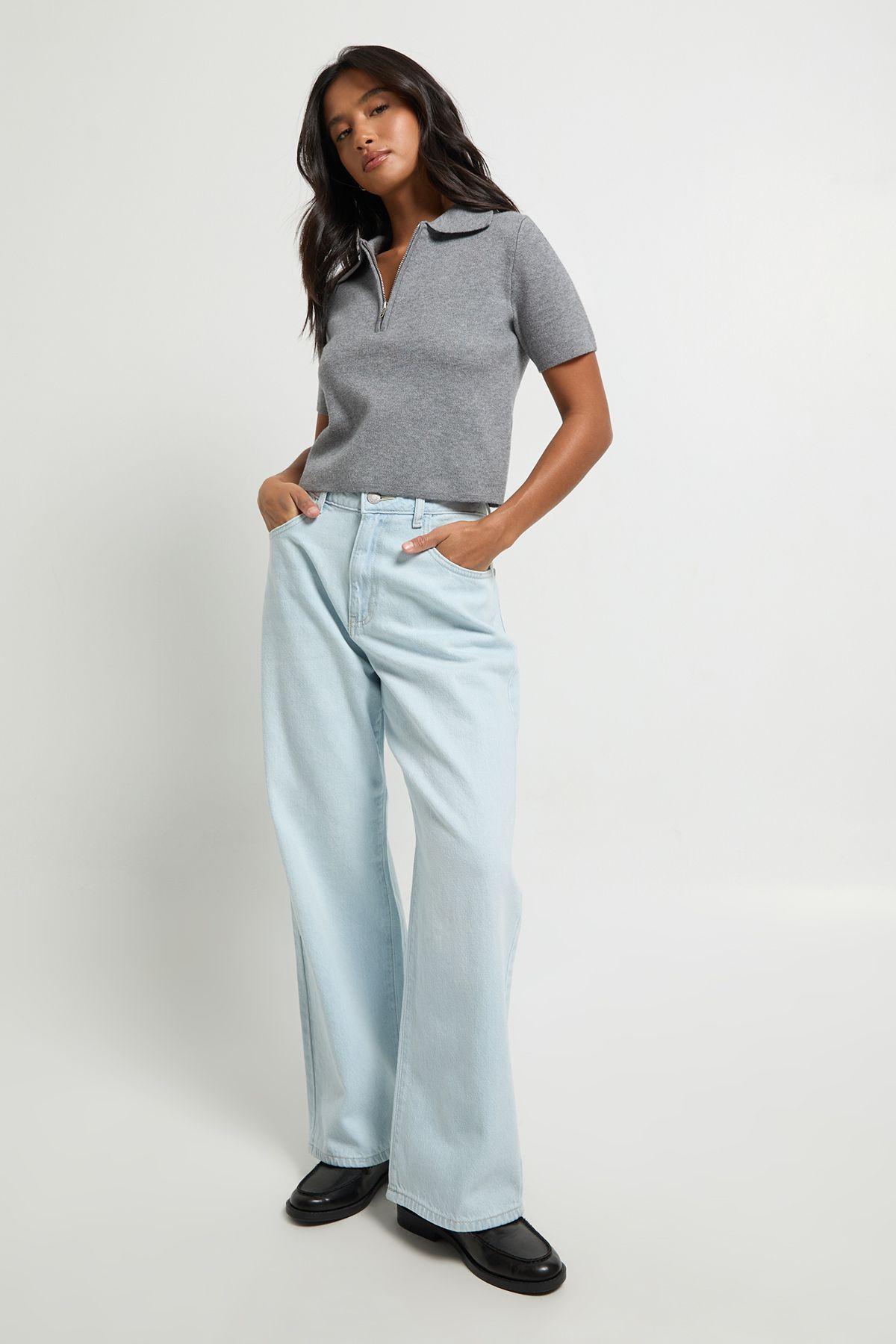 Petite Basics High Waist Straight Leg Jean by BOOHOO
