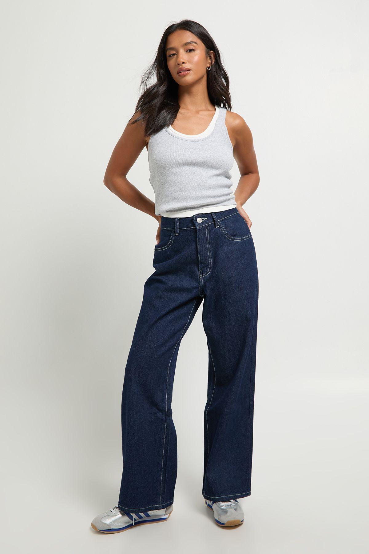 Petite Basics High Waist Straight Leg Jean by BOOHOO