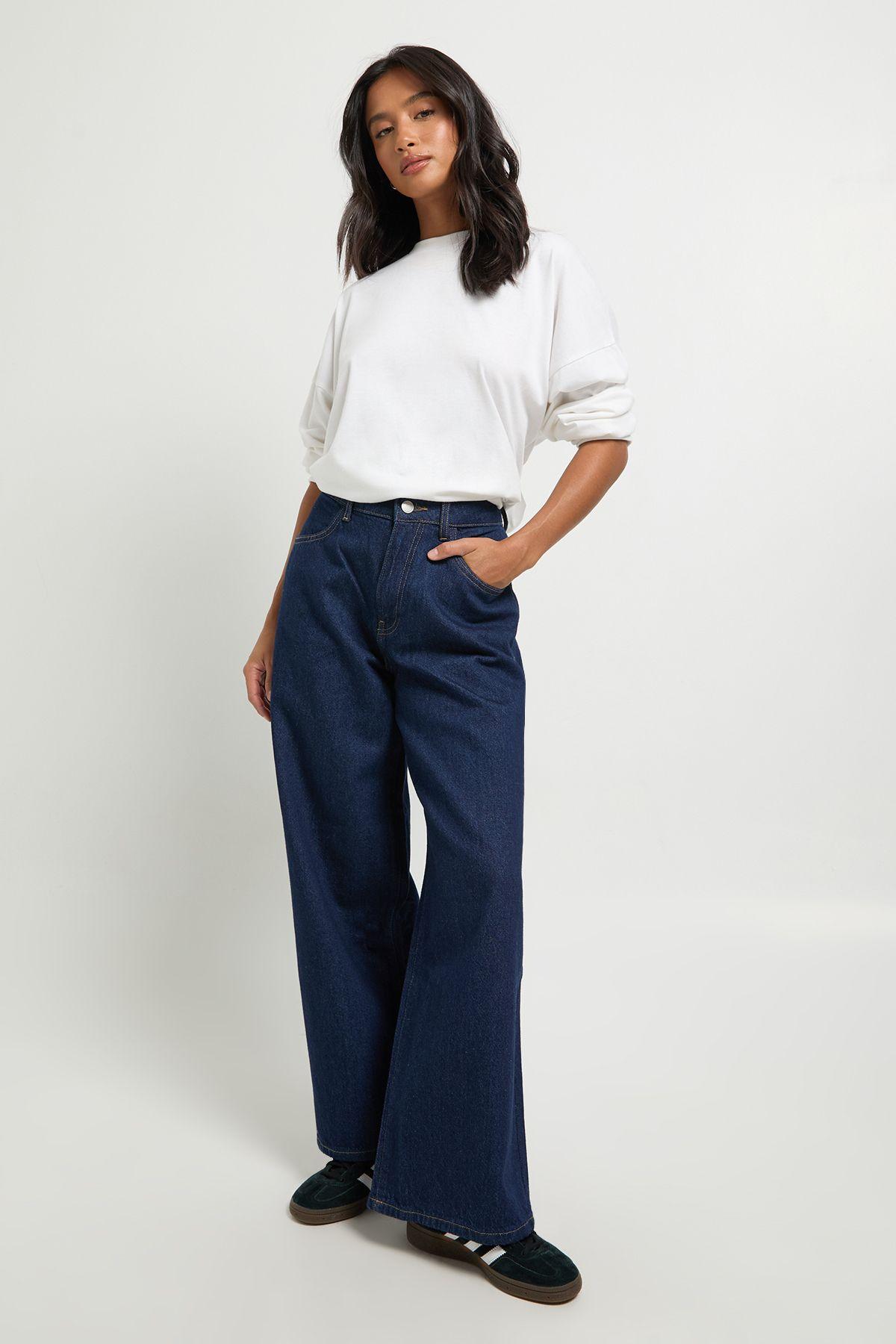 Petite Basics High Waist Wide Leg Jean by BOOHOO