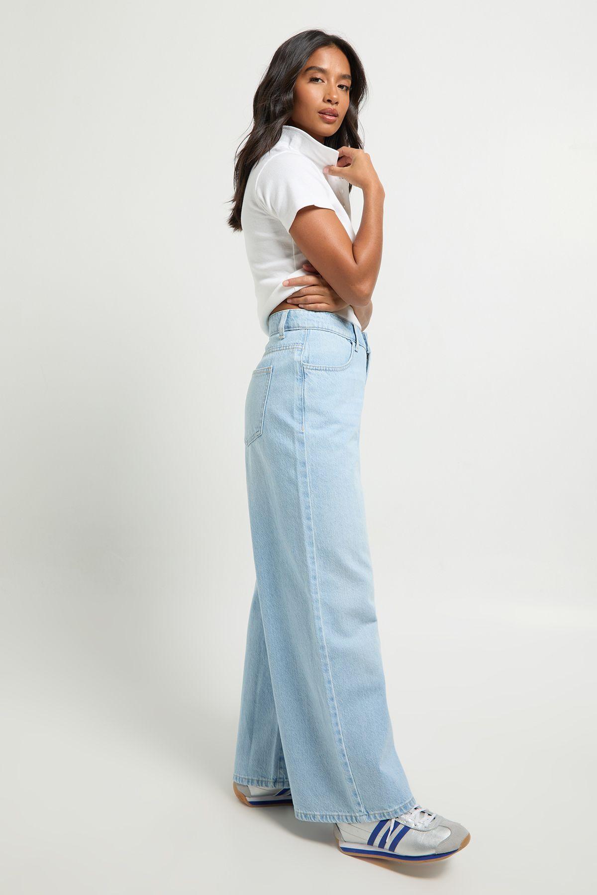 Petite Basics High Waist Wide Leg Jean by BOOHOO Petite Basics High Waist Wide Leg Jean by BOOHOO