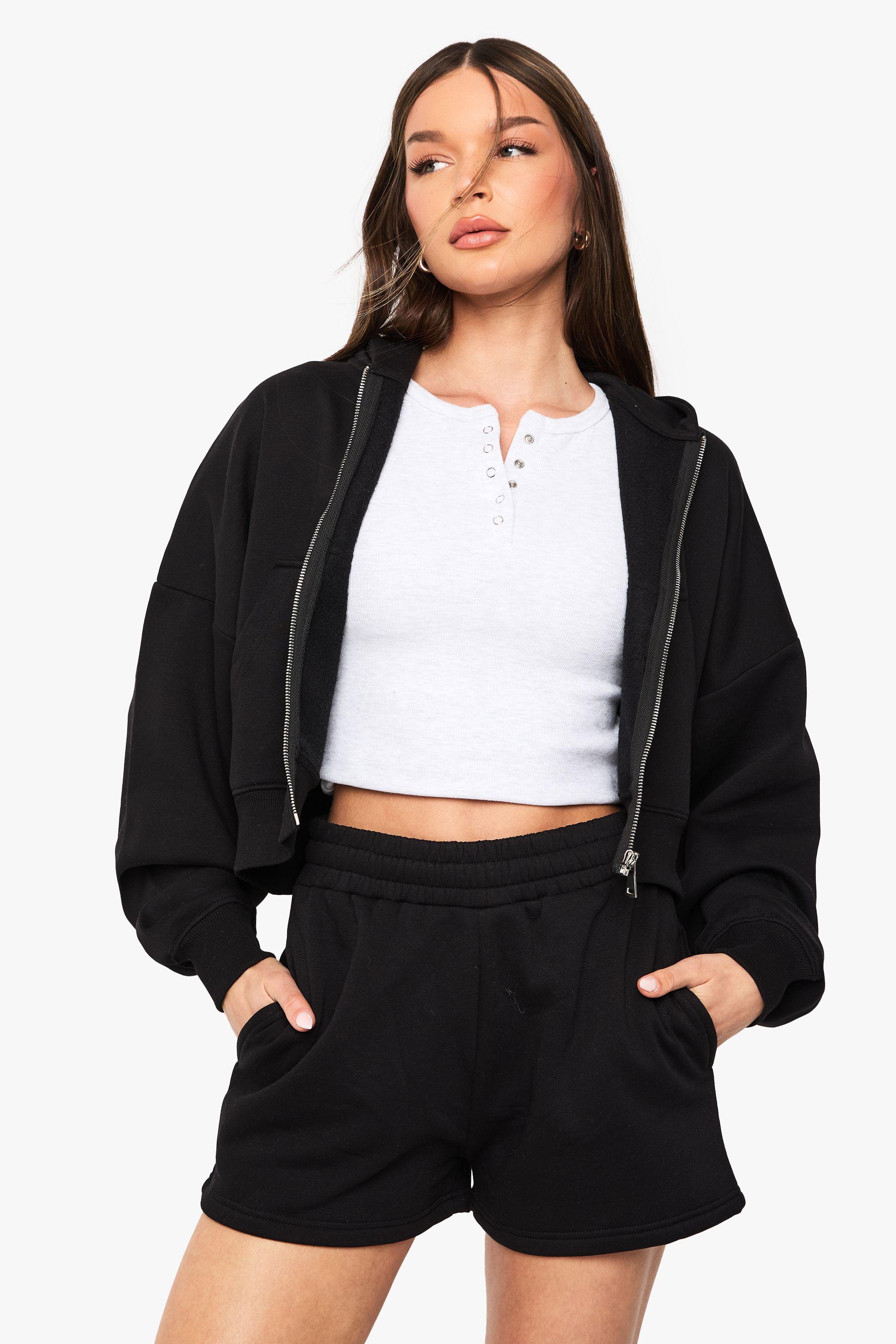 Petite Boxy Balloon Sleeve Oversized Zip Through Hoodie by BOOHOO