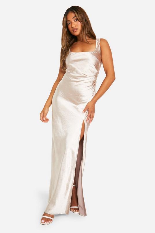 Petite Bridesmaid Satin Square Neck Maxi Dress by BOOHOO Petite Bridesmaid Satin Square Neck Maxi Dress by BOOHOO