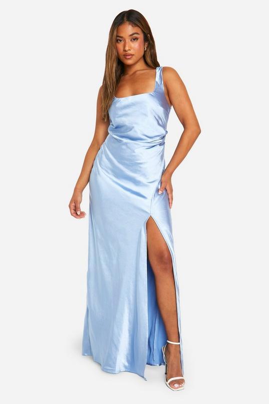 Petite Bridesmaid Satin Square Neck Maxi Dress by BOOHOO Petite Bridesmaid Satin Square Neck Maxi Dress by BOOHOO