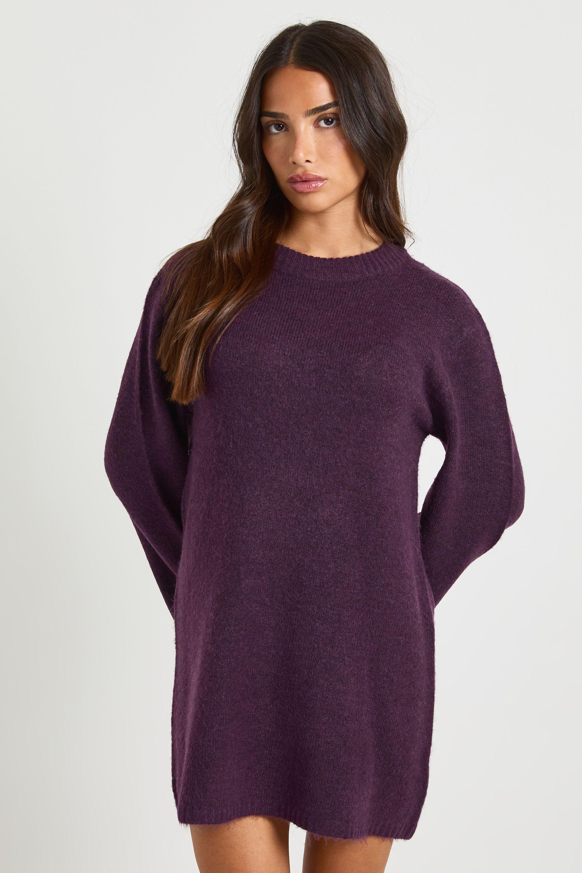 Petite Crew Neck Flared Sleeve Knitted Mini Dress by BOOHOO Petite Crew Neck Flared Sleeve Knitted Mini Dress by BOOHOO