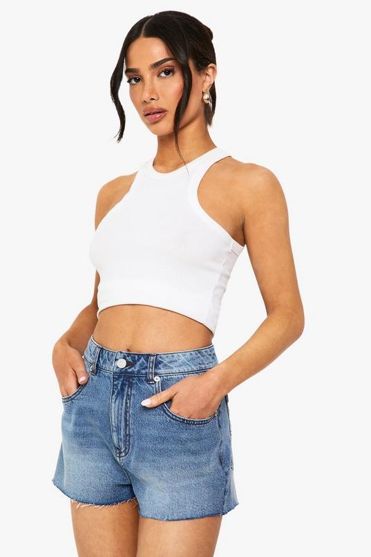 Petite Denim Mini Short by BOOHOO