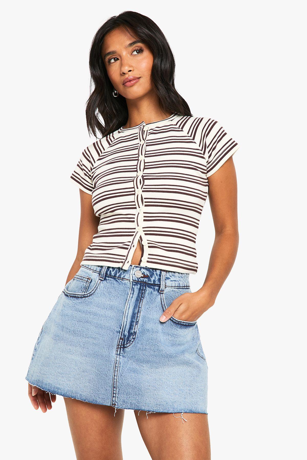 Petite Denim Mini Skirt by BOOHOO