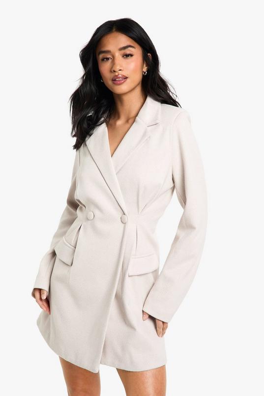 Petite Herringbone Tailored Fitted Blazer Dress by BOOHOO