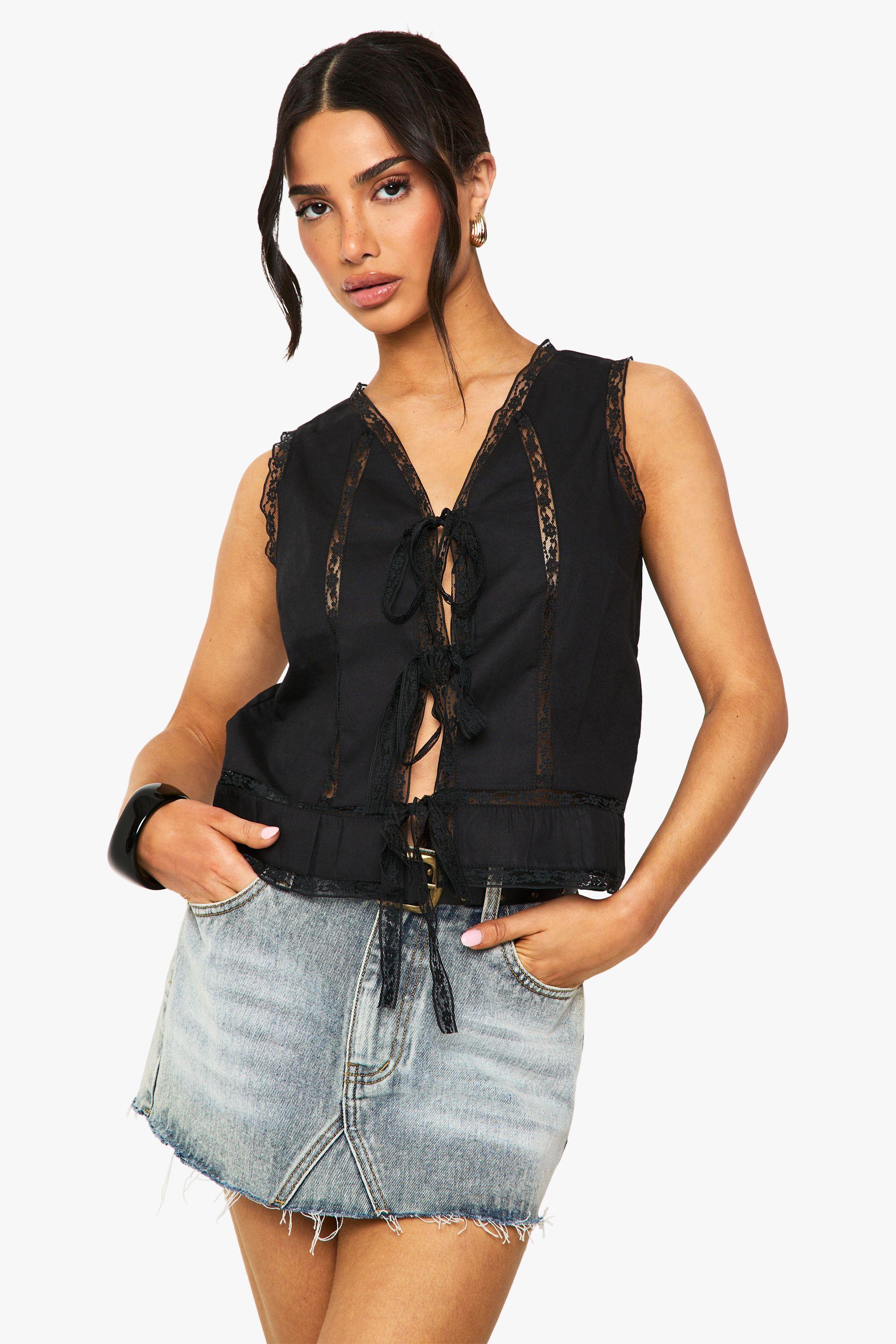 Petite Lace Trim Cami by BOOHOO