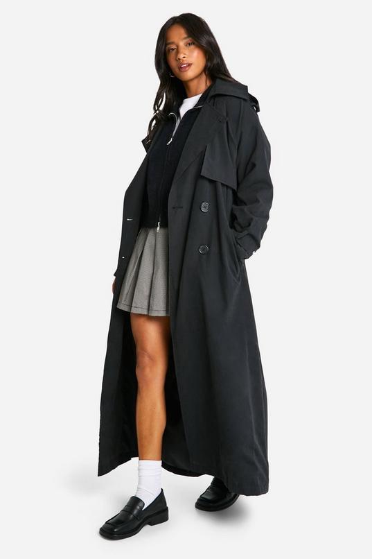Petite Peached Oversized Double Breast Trench Coat by BOOHOO