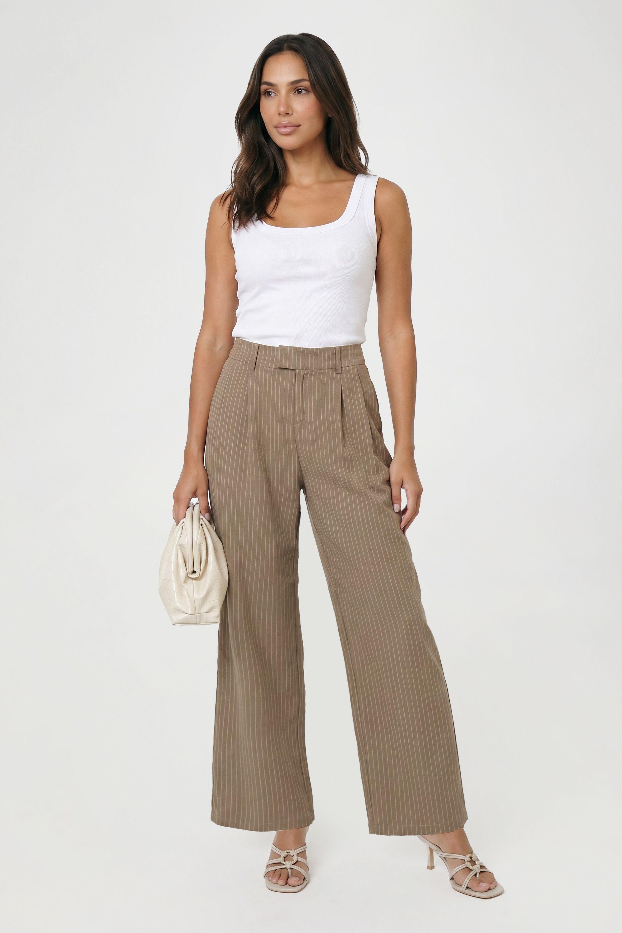 Petite Peached Pleat Front Wide Leg Trouser by BOOHOO