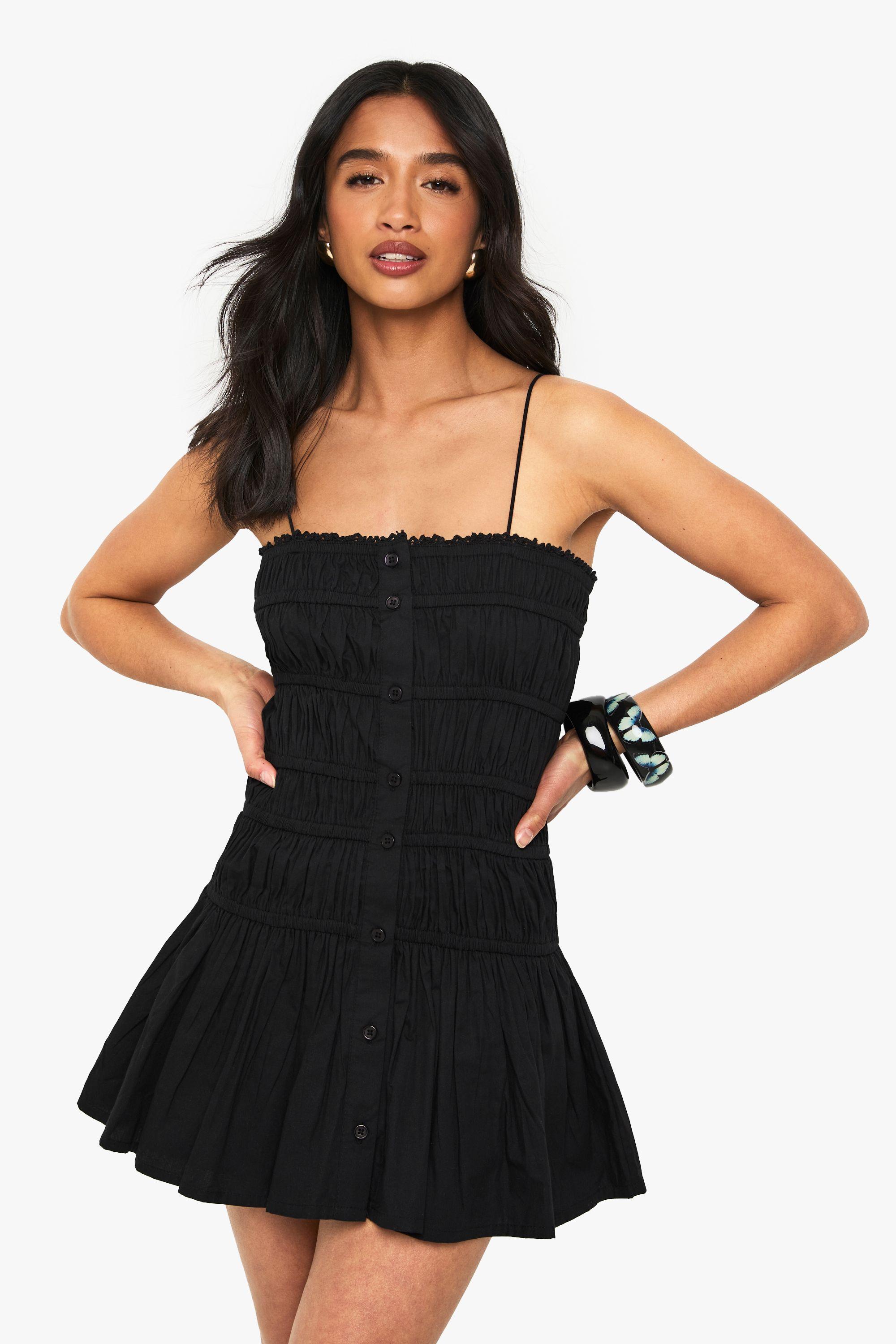 Petite Ruched Bandeau Mini Dress by BOOHOO