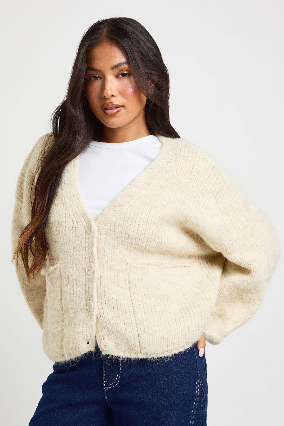 Petite Soft Knit Oversized Cardigan by BOOHOO