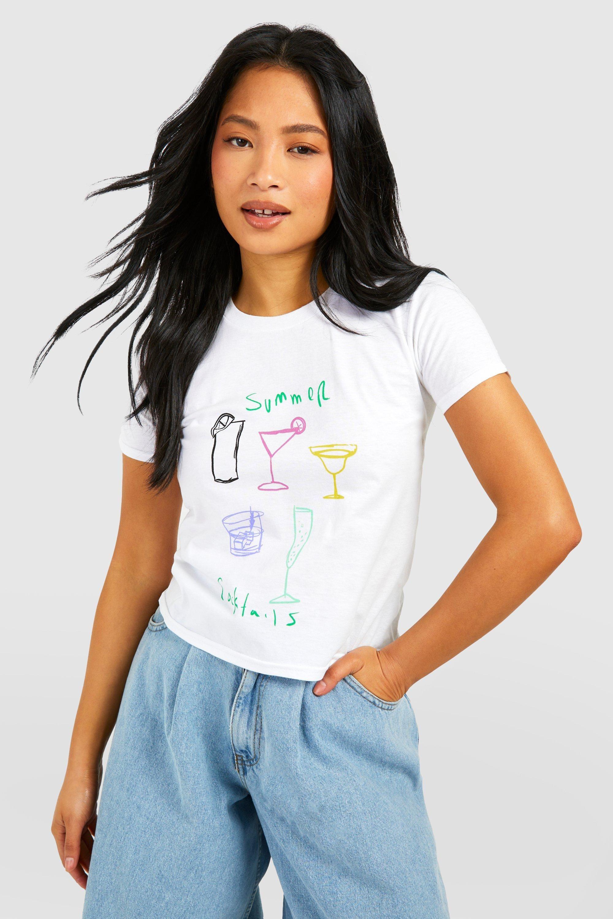 Petite Summer Cocktails Baby Tee by BOOHOO