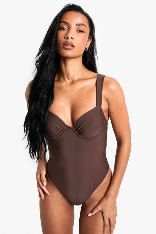 Petite Swimwear Essentials Balcony Swimsuit by BOOHOO