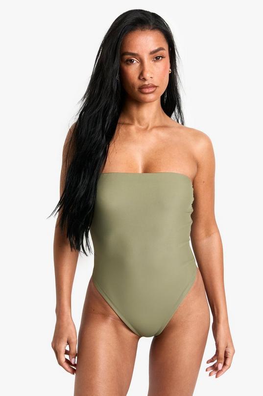 Petite Swimwear Essentials Bandeau Swimsuit by BOOHOO