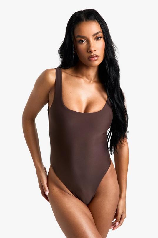 Petite Swimwear Essentials Square Neck Swimsuit by BOOHOO