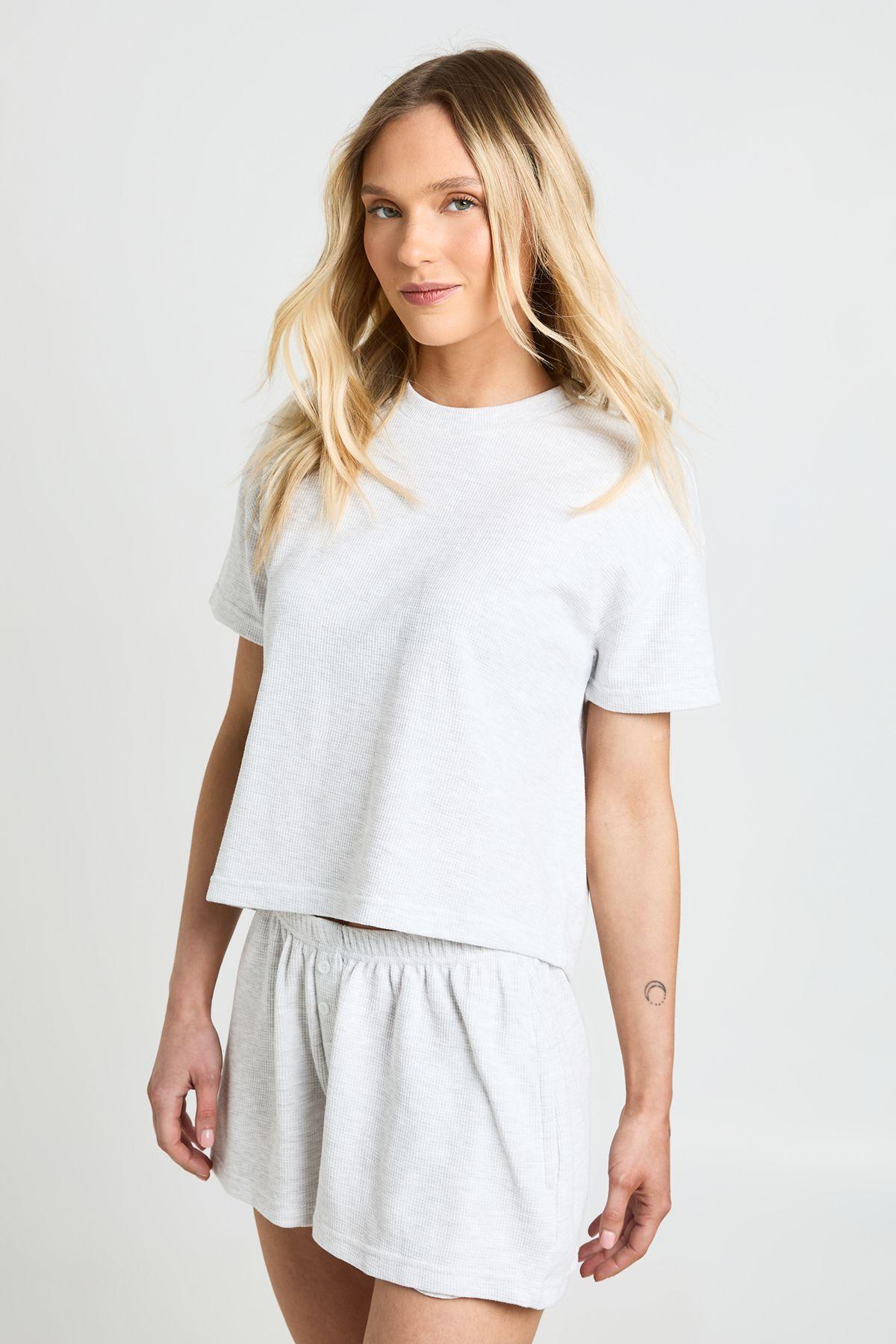 Petite Waffle T-shirt and Shorts Co-ord by BOOHOO