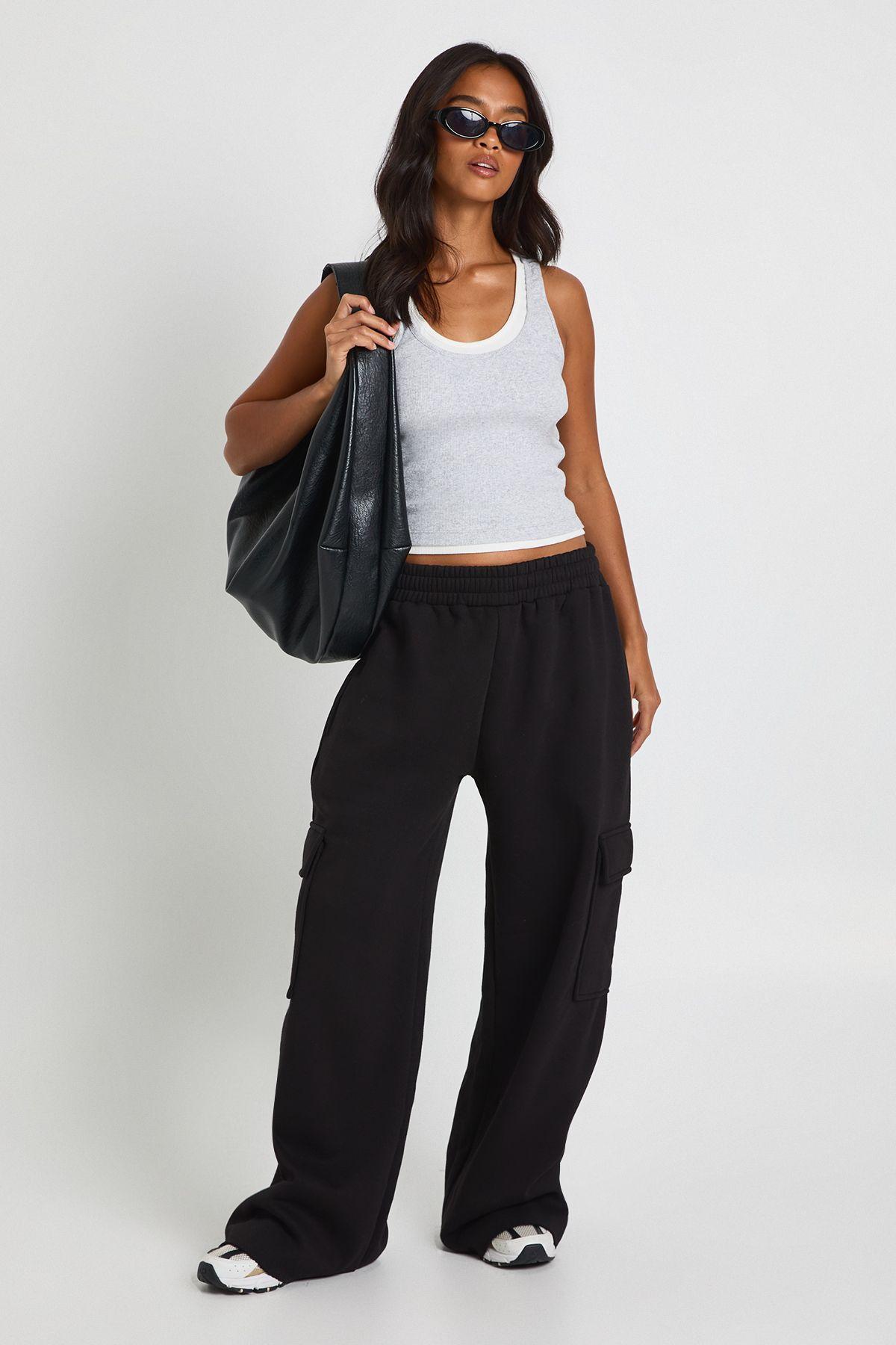 Petite Wide Leg Cargo Joggers by BOOHOO