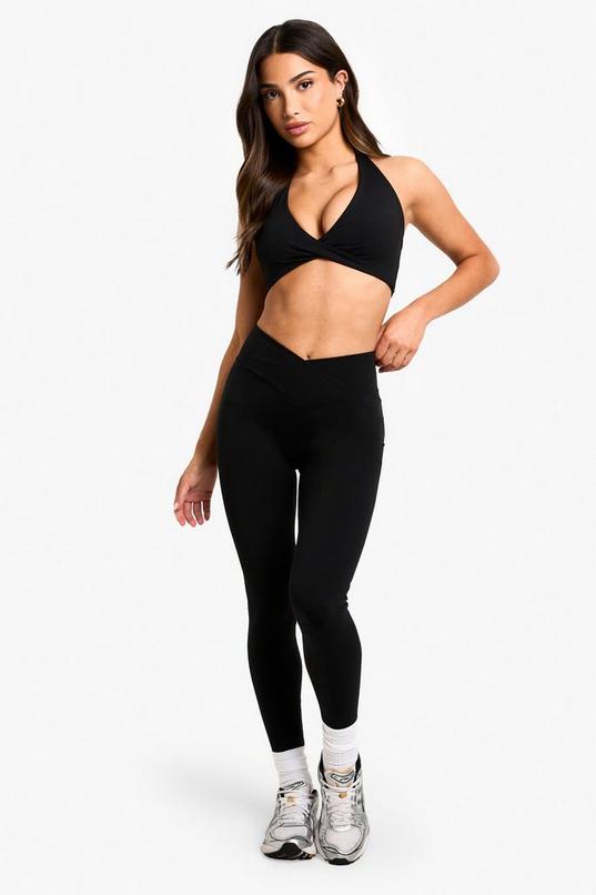 Petite Wrap High Waist Premium Active Legging by BOOHOO