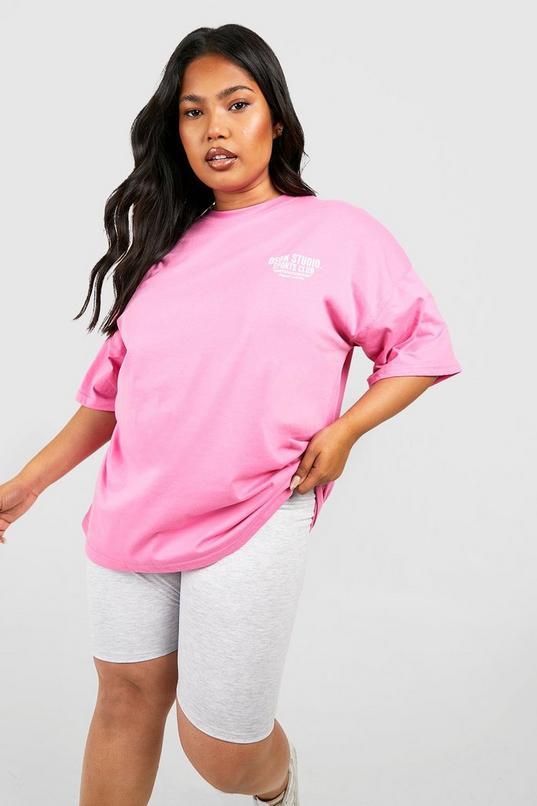 Pink Plus Sports Club Slogan Oversized T-shirt by BOOHOO