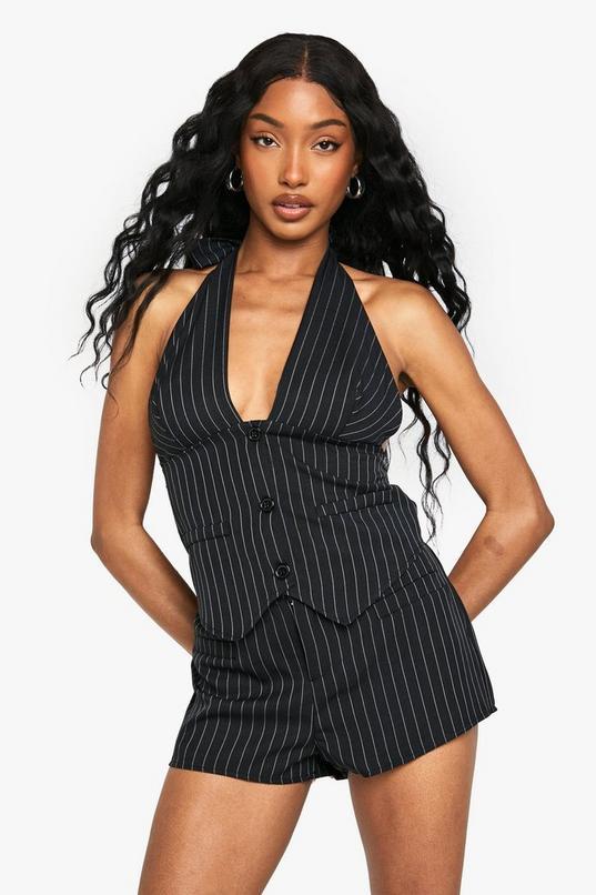 Pinstripe Tailored Hot Pant by BOOHOO
