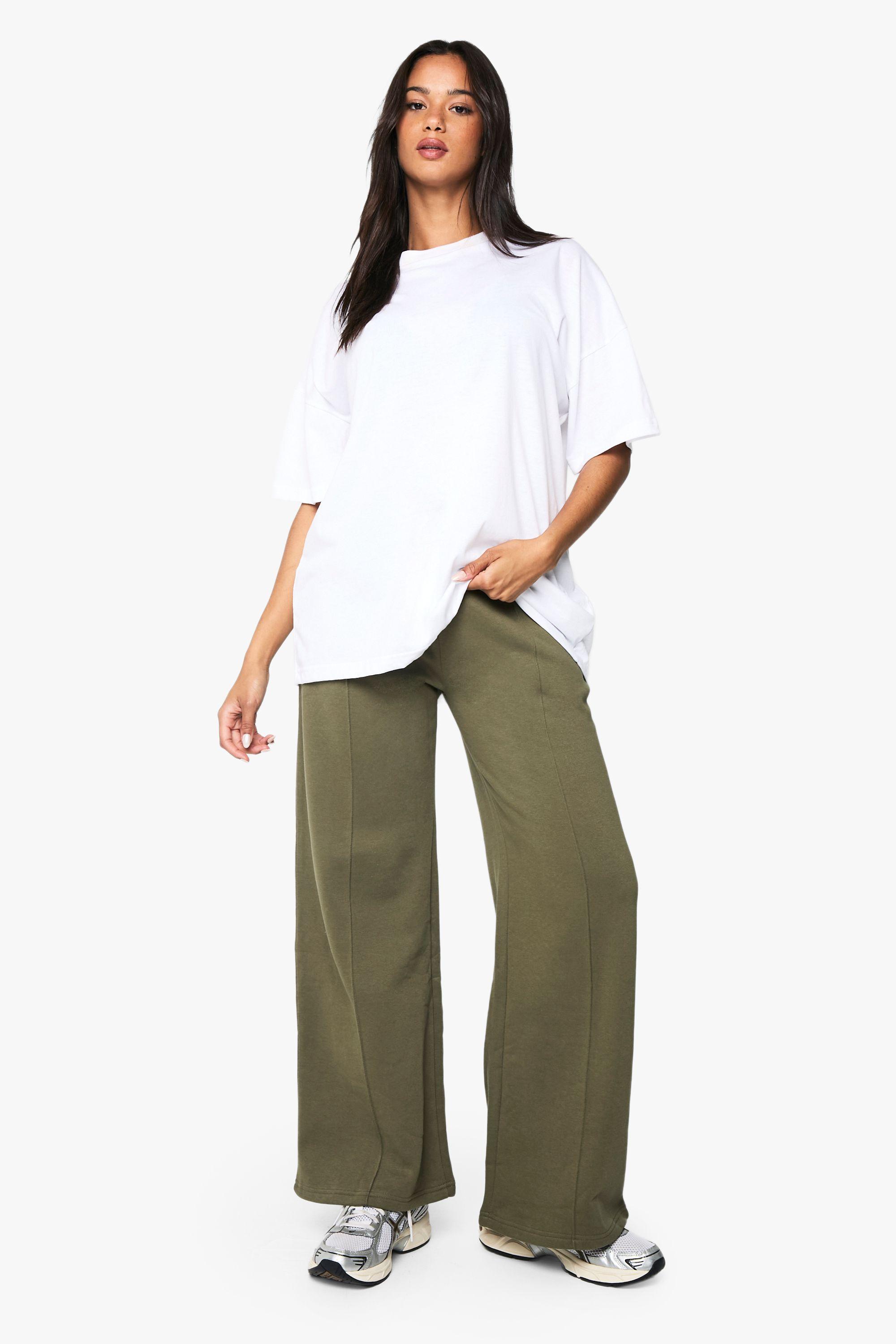 Pintuck Detail Deep Waistband Wide Leg Jogger by BOOHOO