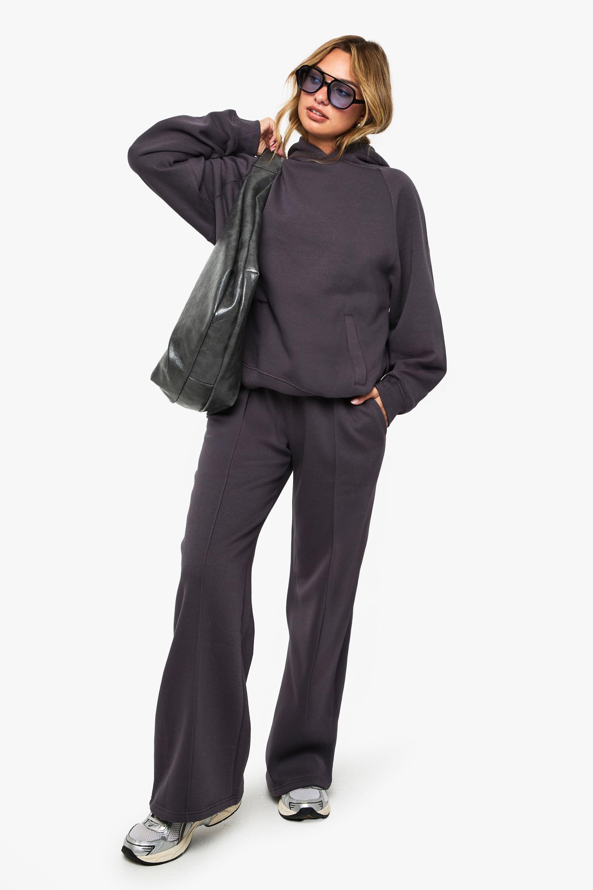 Pintuck Detail Deep Waistband Wide Leg Jogger by BOOHOO