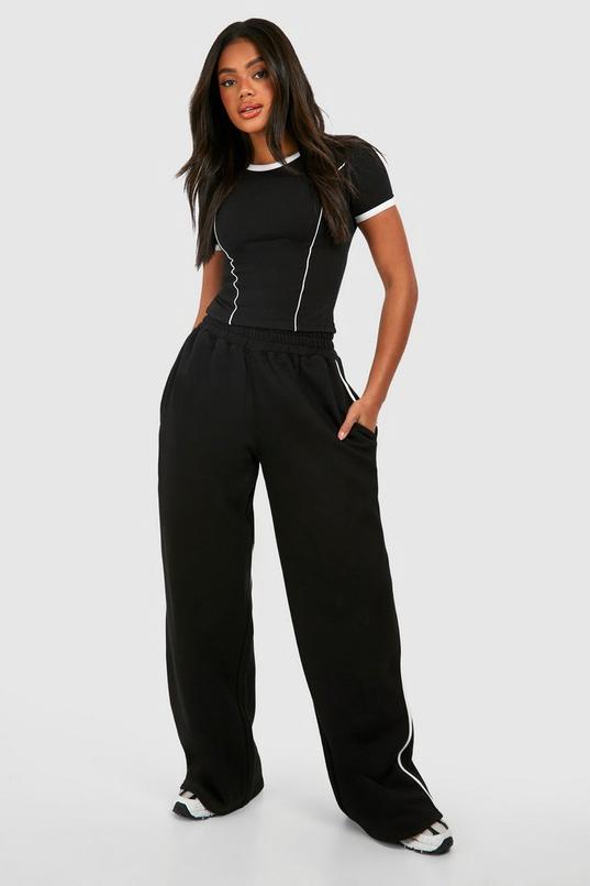 Piping Detail T-Shirt And Straight Leg Jogger Set by BOOHOO