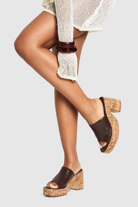 Platform Cork Mule Wedges by BOOHOO