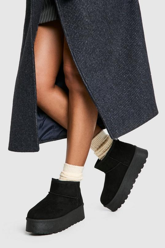 Platform Faux Fur Lined Boots by BOOHOO