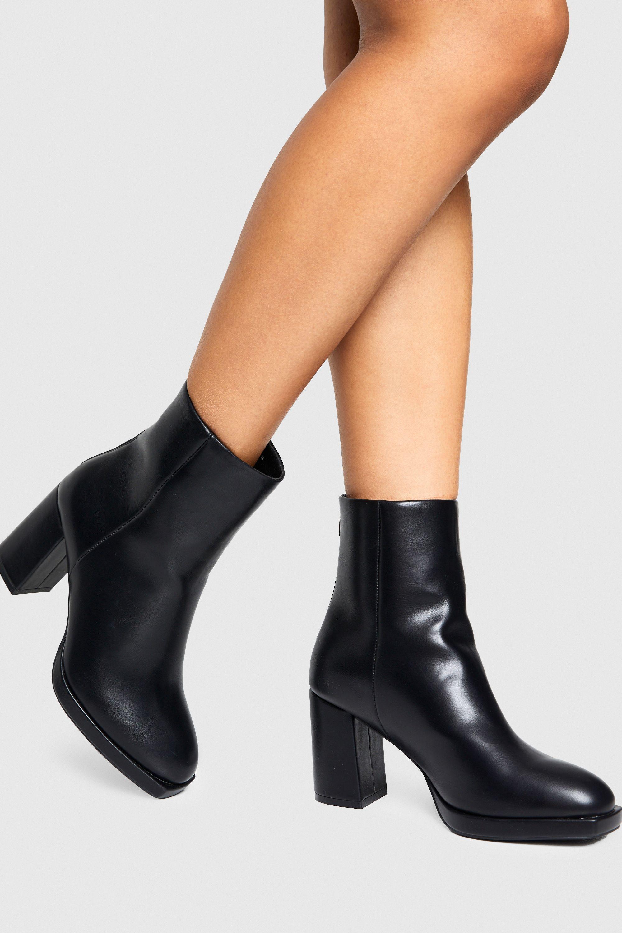 Platform Heeled Ankle Boots by BOOHOO