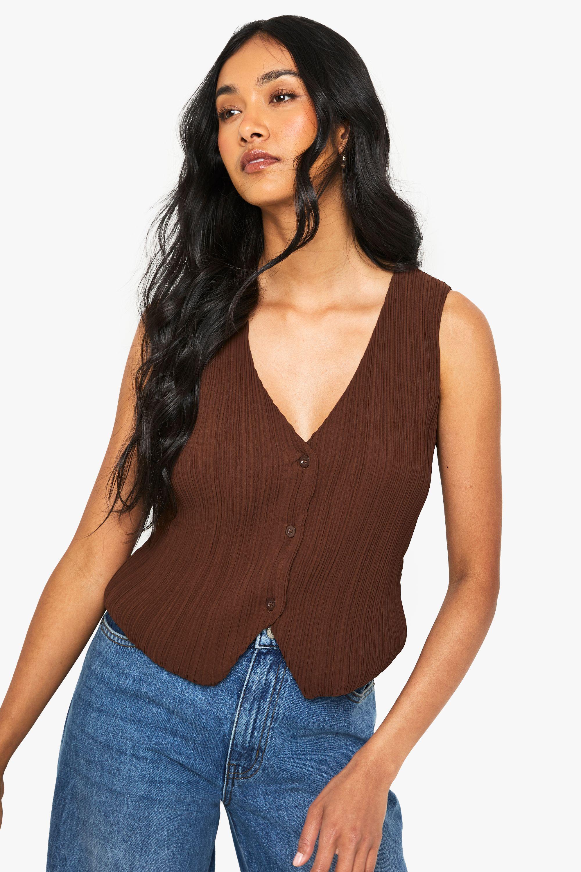 Plisse Button Front Waistcoat by BOOHOO