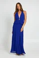 Plisse Gold Trim Plunge Front Maxi Dress by BOOHOO