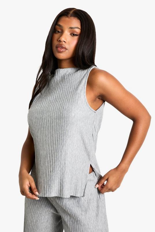 Plisse High Neck Top by BOOHOO