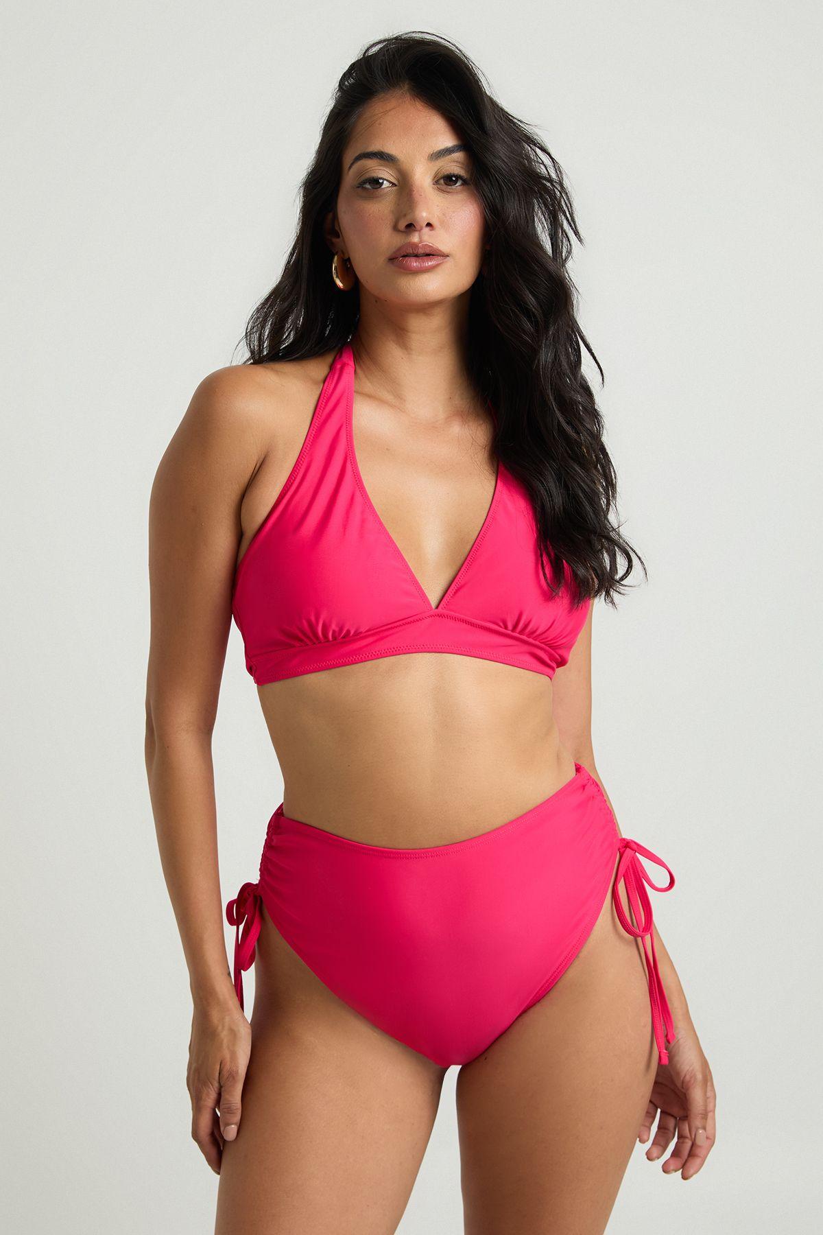 Plunge Halterneck Bikini Top by BOOHOO