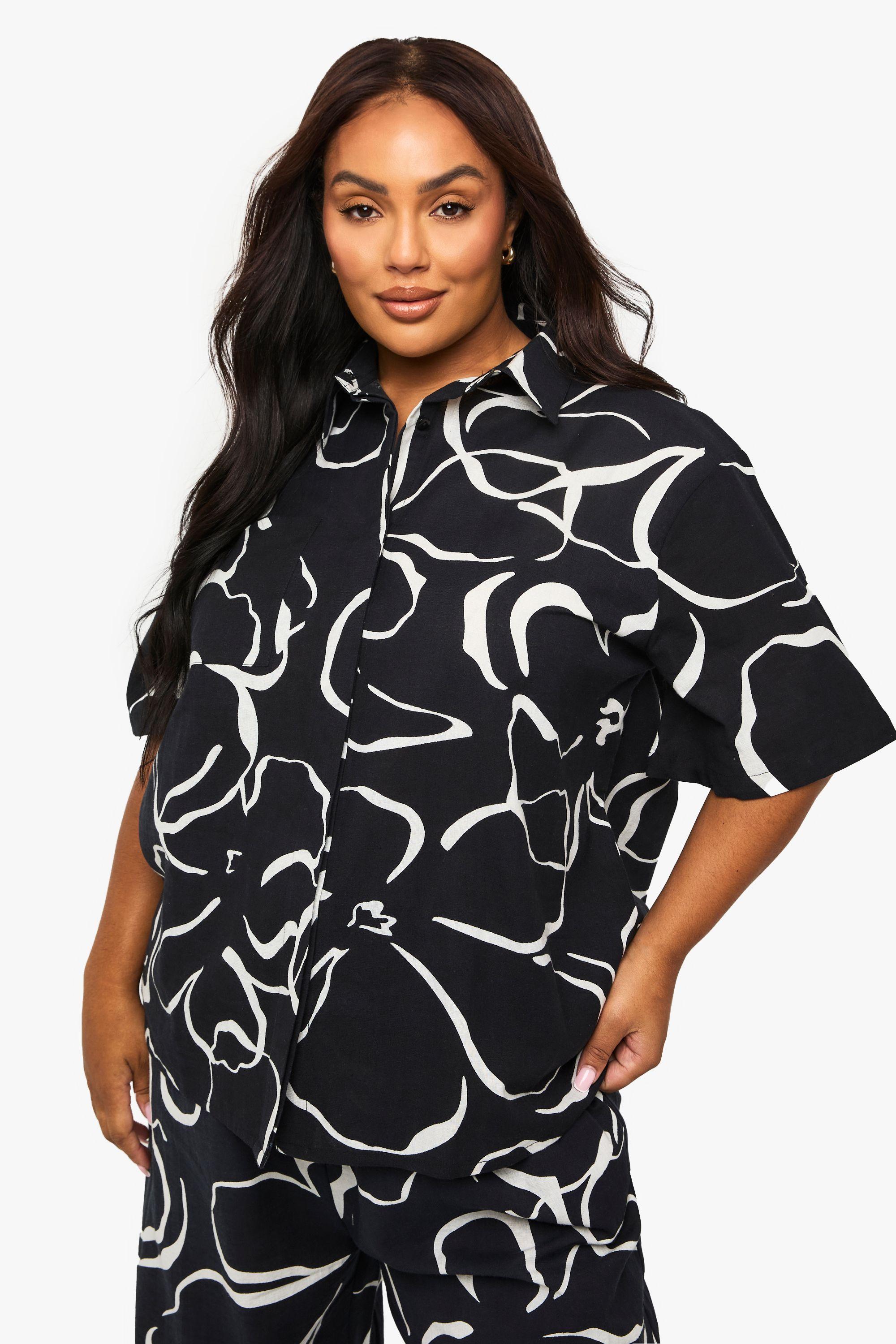 Plus Abstract Floral Textured Shirt by BOOHOO