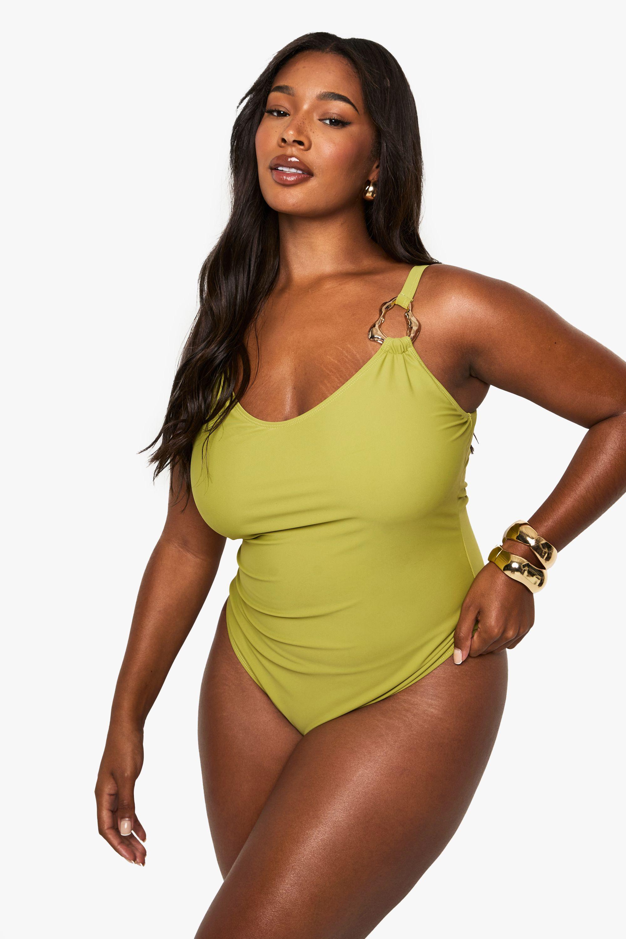 Plus Abstract Trim Swimsuit by BOOHOO