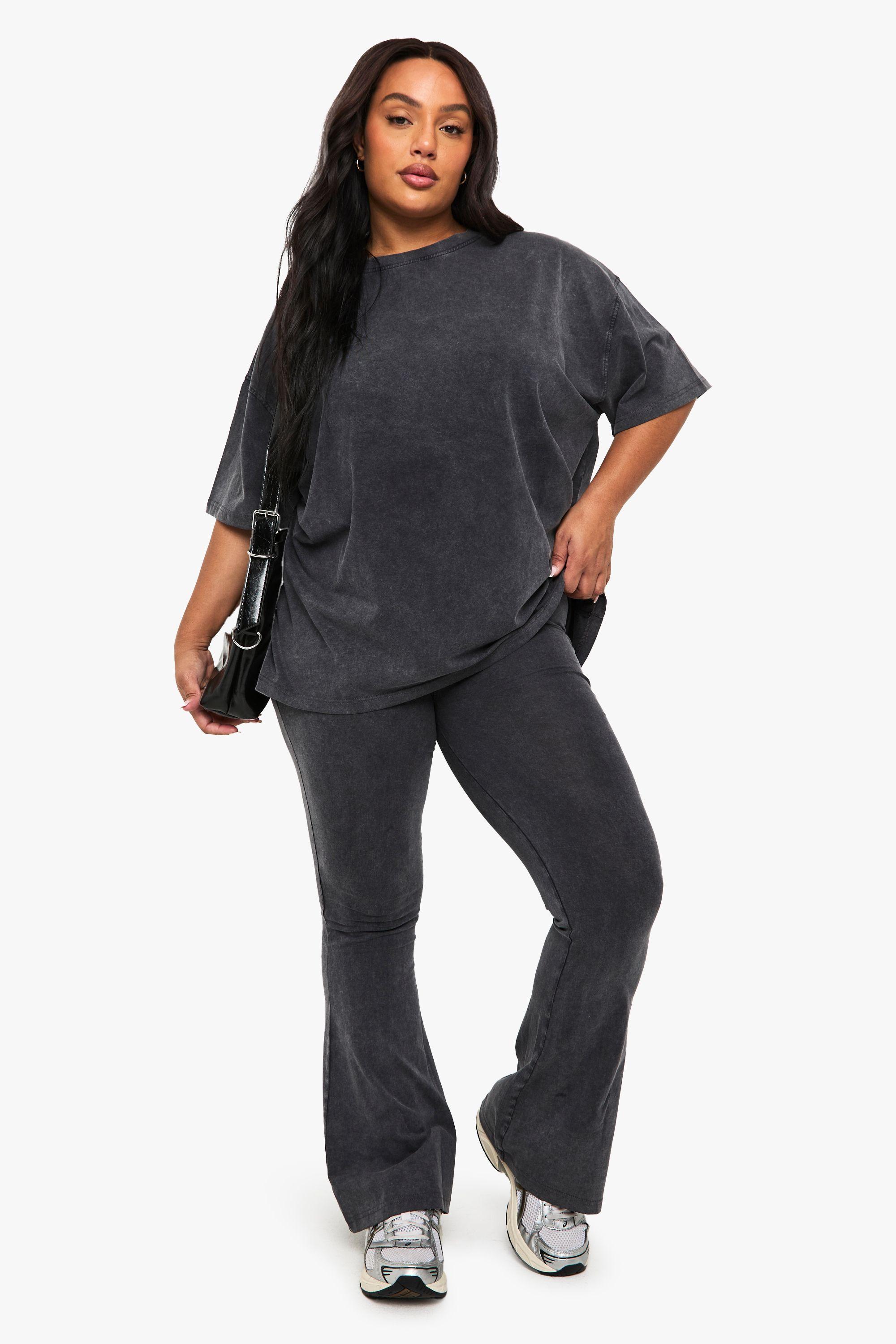 Plus Acid Wash Flared Legging by BOOHOO