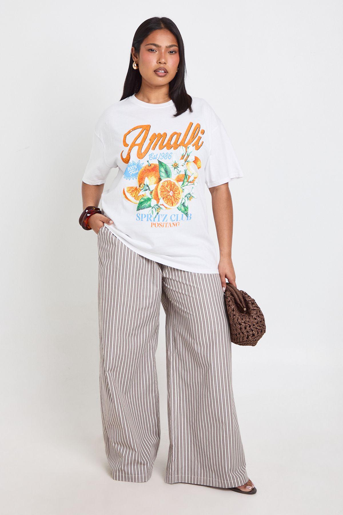 Plus Amalfi Oranges Printed T Shirt by BOOHOO
