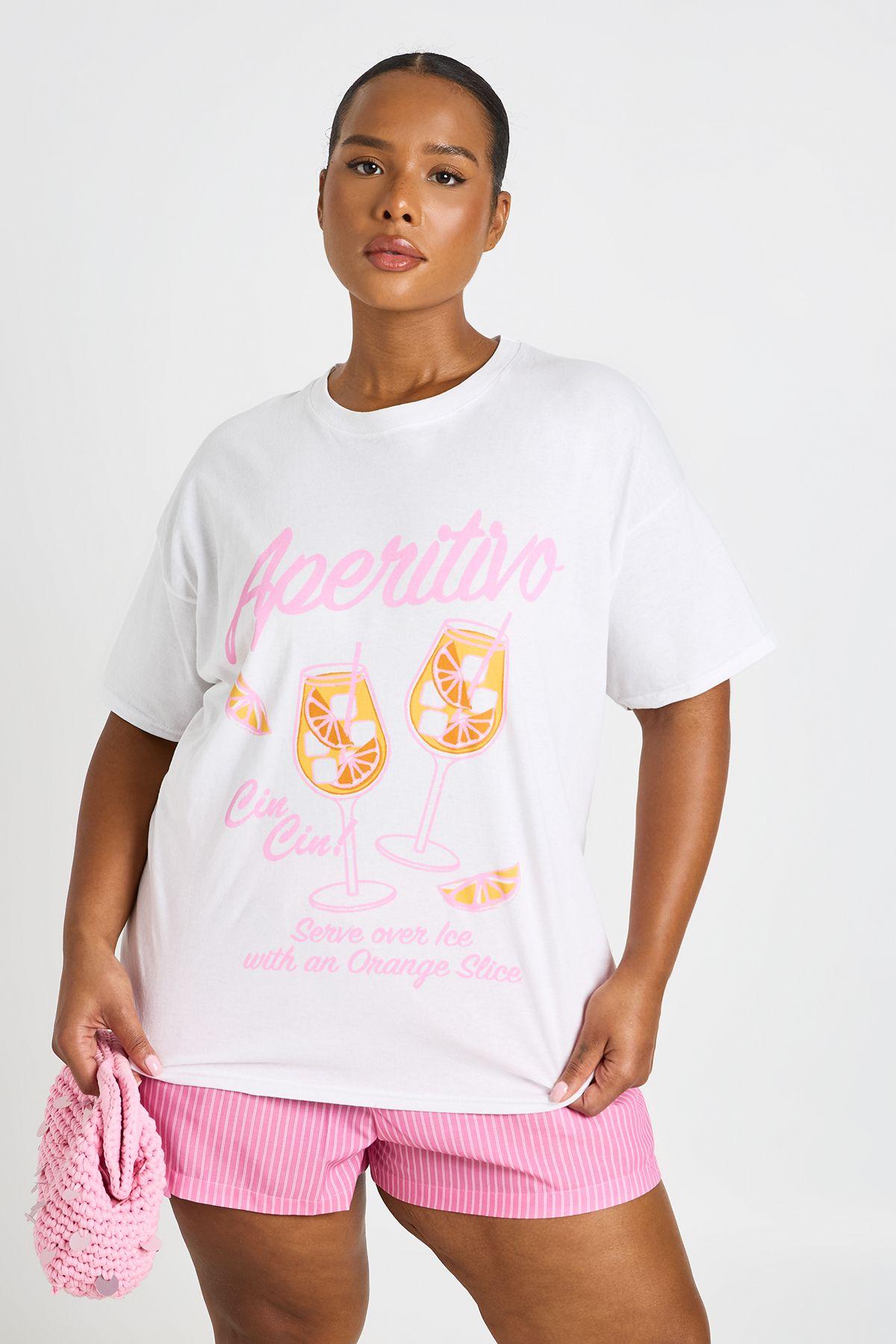 Plus Aperol Spritz Printed T Shirt by BOOHOO