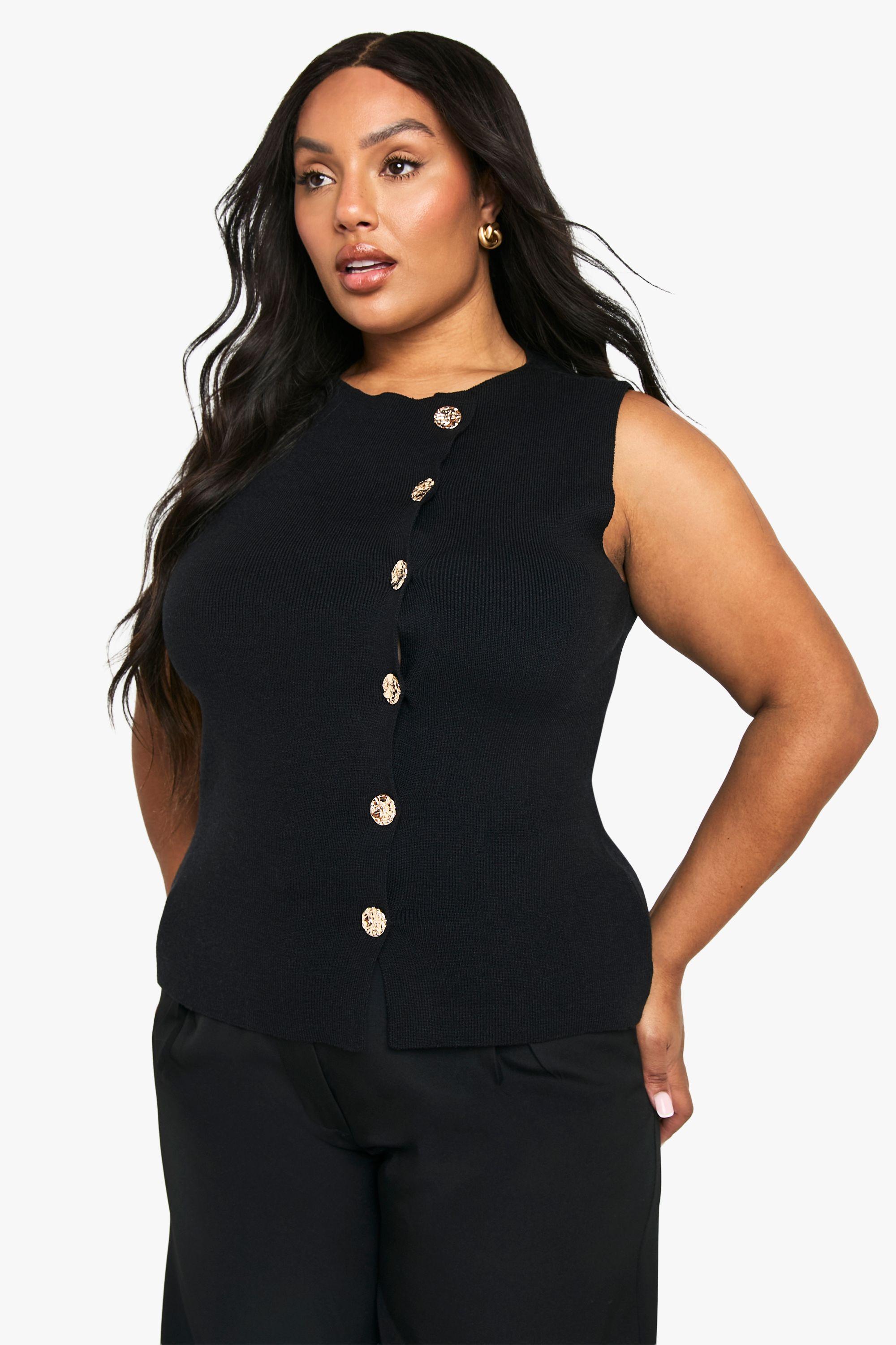 Plus Asymmetric Gold Button Waistcoat by BOOHOO