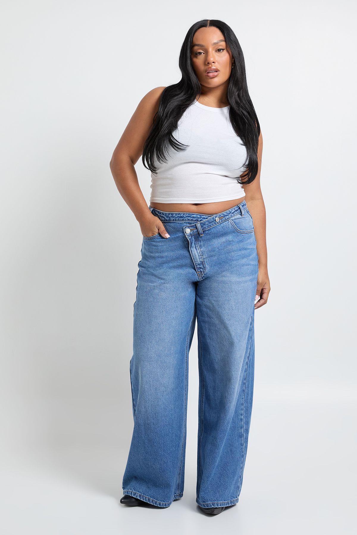 Plus Asymmetric Waistband Jean by BOOHOO