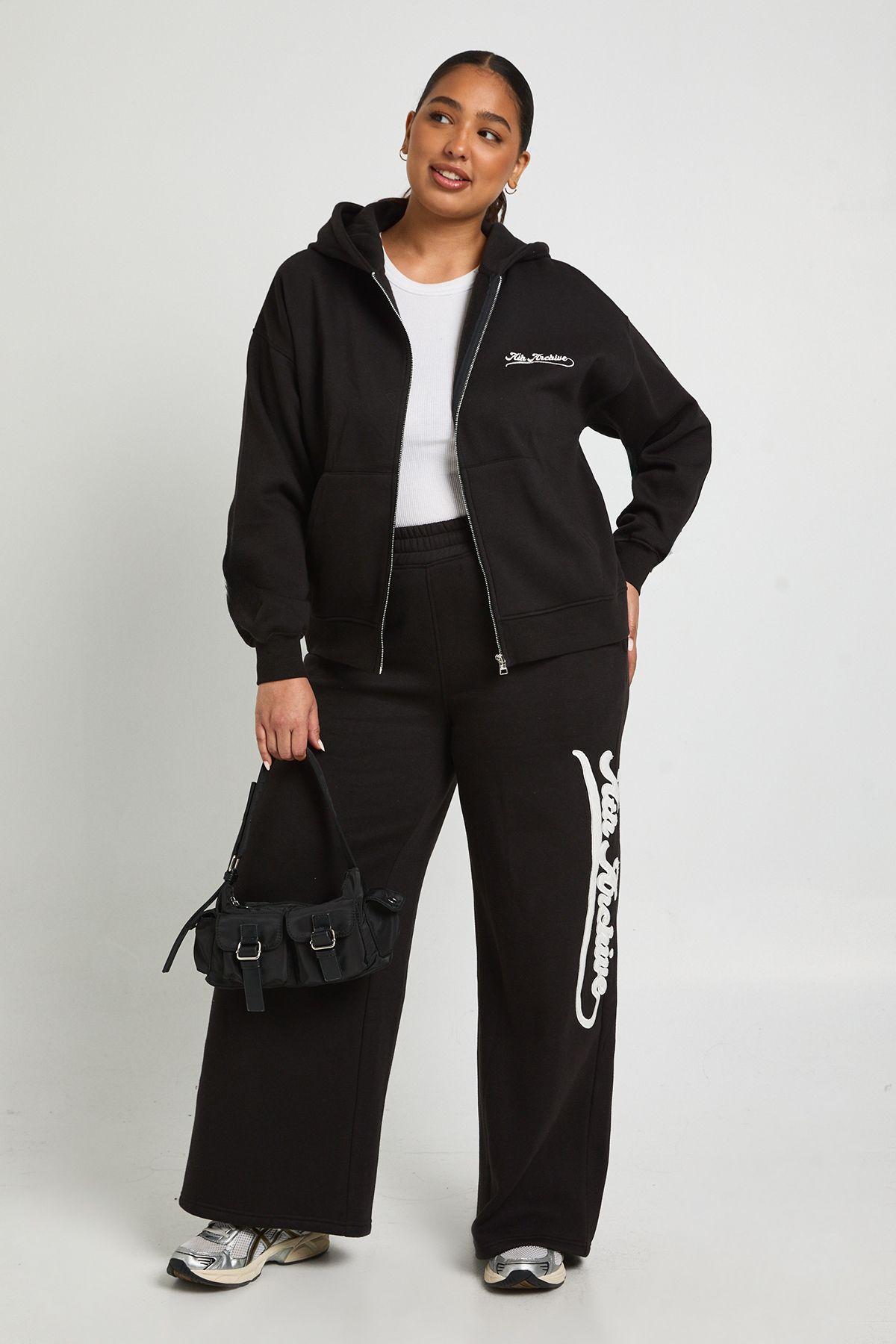 Plus Ath Archive Wide Leg Joggers by BOOHOO